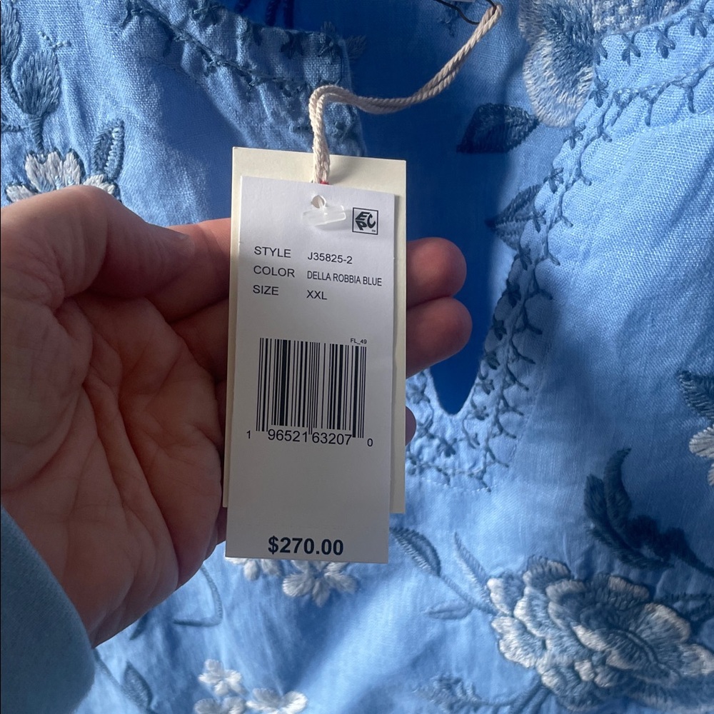 Johnny Was Embroidered Light Blue Floral Tunic - Picture 4 of 12